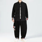 2026 Uomini di Stile Cinese Retro Tang Vestito Da Uomo di Velluto A Coste Patchwork Set Stampato Int