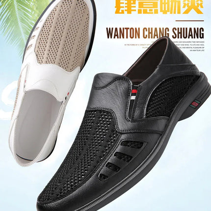 Scarpe basse formali estive maschili Scarpe casual traspiranti da uomo Scava fuori mocassini da uomo Mocassini fantastici Scarpe da esterno slip on fatte a mano