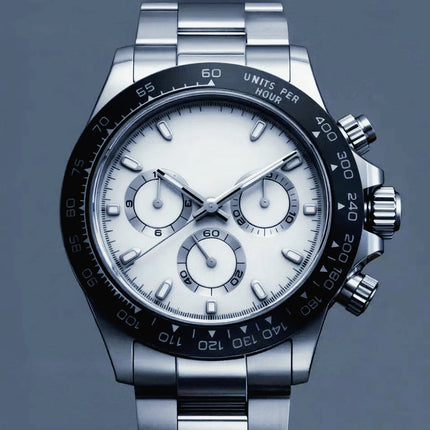 Orologi Meccanici Automatici di Lusso da Uomo 40mm, Cinturino in Acciaio Inossidabile Spazzolato, Elegante Quadrante Panda Nero Blu, Luminoso a Lunga Durata