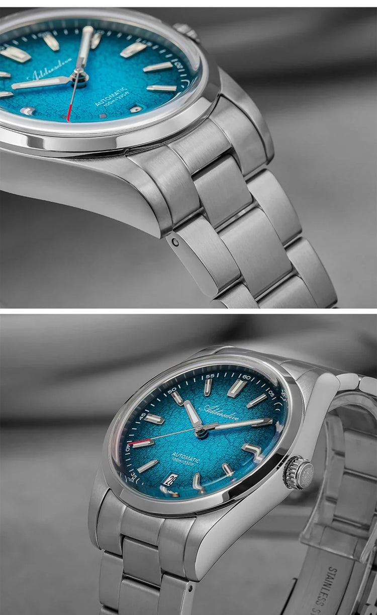 ADDIESDIVE New Men's Watches Mechanical 39mm Bubble Glass Stainless Steel Luminous Luxury Watch 100m Waterproof Automatic Watch