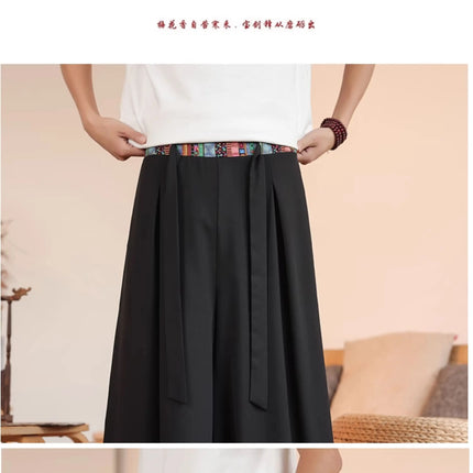 Pantaloni a gamba larga Samurai giapponese Pantaloncini estivi leggeri Patchwork Pantaloni larghi casual Pantaloni traspiranti alla moda alla moda da uomo