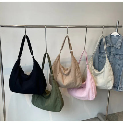 New Large Capacity Casual Crossbody Bag Simple Artistic Commuter Student Single Shoulder Bag Outdoor Leisure Women's Tote Bag PlatiNum