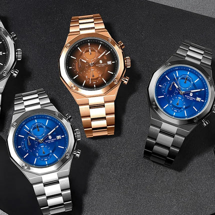 SAPHERO Orologio Cronografo Uomo al Quarzo 5ATM Impermeabile Acciaio Inox con Data, Regalo Perfetto per Padre, Marito, Fidanzato per Natale, Compleanno, San Valentino platinumshop