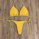 Bikini Costumi da bagno sexy Costumi da bagno Costume da bagno per donna Appeso al collo con allacciatura Bikini Tinta unita Costume da bagno sexy con cinturino diviso PlatiNum
