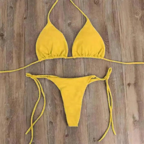 Bikini Costumi da bagno sexy Costumi da bagno Costume da bagno per donna Appeso al collo con allacciatura Bikini Tinta unita Costume da bagno sexy con cinturino diviso PlatiNum