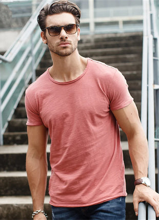 T-shirt homme 100% coton Décontracté Doux Fitness Été T-shirts fins Vêtements d'intérieur Homme Col rond Manches courtes T-shirt uni pour homme