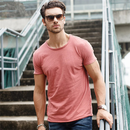 Men's 100% Cotton T-Shirt Soft Casual Fitness Summer Thin T-Shirts Men's Home Wear O-Neck Short Sleeve Solid T-Shirt for Men
