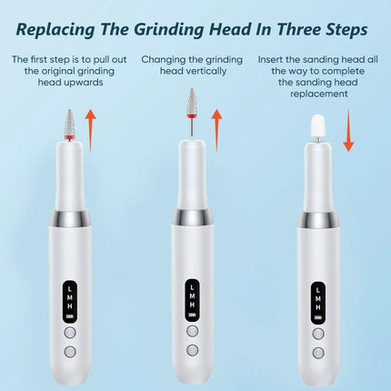 Portable Professional Electric Manicure Nail Drill Polisher Pen, Equipped with Multi-functional Grinding Drill Bits, Efficient Tool for Nail Surface Sanding, Dead Skin Cuticle Removal and DIY Nail Art Creation