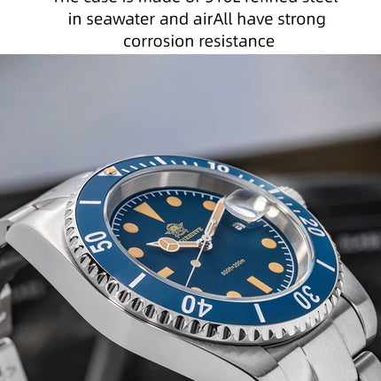 ADDIESDIVE 41mm Mens Dive Watch 200M Water Resistant Vintage Super Luminous Ceramic Bezel Date Display 316L Steel Quartz Watch