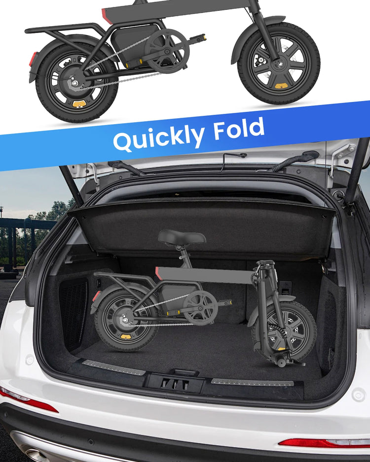 Bicicletta Elettrica REGALANGEL B20 Mini, Motore 250W, Batteria 36V 7.8AH, E-bike Urbana per Adulti, Pneumatici da 14 Pollici