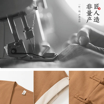 Canotte da Uomo in Cotone Stile Cinese Senza Maniche, Gilet Casual Vintage con Scollo a V, Traspiranti Estivi, Vestibilità Ampia
