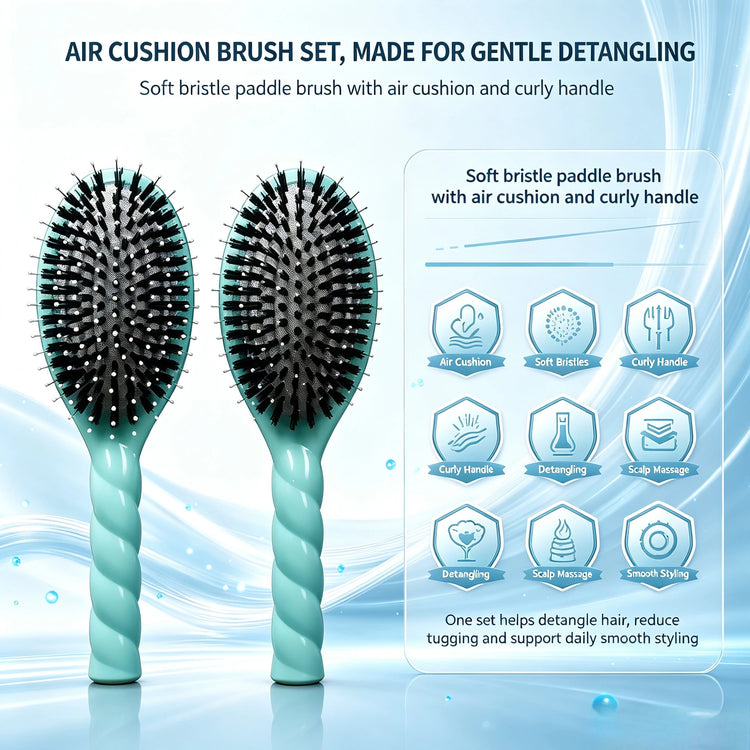 Scalp Massage Boar Bristle Fried Dough Twists Hair Brush Reduces Hair Breakage Detangling Hair Comb Portable Daily Hair Styling Accessories