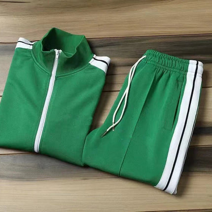 European and American new leisure sports suit men and women high-end fashion space cotton cardigan fashion two-piece large size PlatiNum