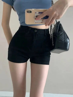 Ripped Raw Denim Shorts For Women Fashion A-line Hem Female Summer Hot Pants Streetwear Blue Clothing Skinny Sexy Retro Leisure