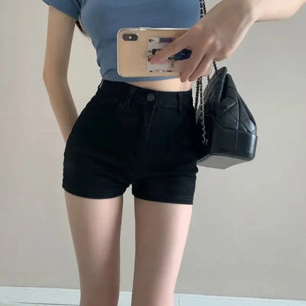 Ripped Raw Denim Shorts For Women Fashion A-line Hem Female Summer Hot Pants Streetwear Blue Clothing Skinny Sexy Retro Leisure PlatiNum