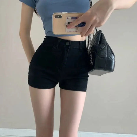 Ripped Raw Denim Shorts For Women Fashion A-line Hem Female Summer Hot Pants Streetwear Blue Clothing Skinny Sexy Retro Leisure PlatiNum