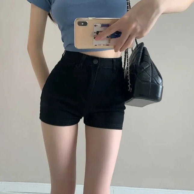 Ripped Raw Denim Shorts For Women Fashion A-line Hem Female Summer Hot Pants Streetwear Blue Clothing Skinny Sexy Retro Leisure PlatiNum