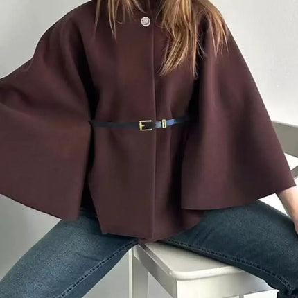 Women's A-Line Cape Woolen Coat Autumn Winter New 2026 Fashionable Outerwear for Ladies