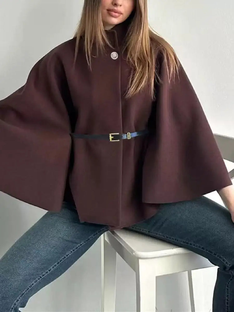 Women's A-Line Cape Woolen Coat Autumn Winter New 2026 Fashionable Outerwear for Ladies