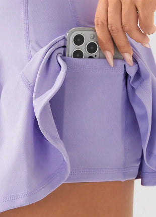 Gonne a pieghe dimagranti per il controllo della pancia da donna Primavera Estate Tennis Gonne corte ad asciugatura rapida Minigonne sportive da corsa tascabili da donna