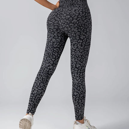 Women's Seamless Leopard Print Yoga Pants with Hip Lifting and High Waist Fitness Pants with High Elasticity PlatiNum