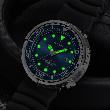 FOXBOX Top Brand Fashion Diver Watch Men 50ATM Waterproof Date Clock orologi sportivi orologio da polso al quarzo da uomo Relogio Masculino platinumshop