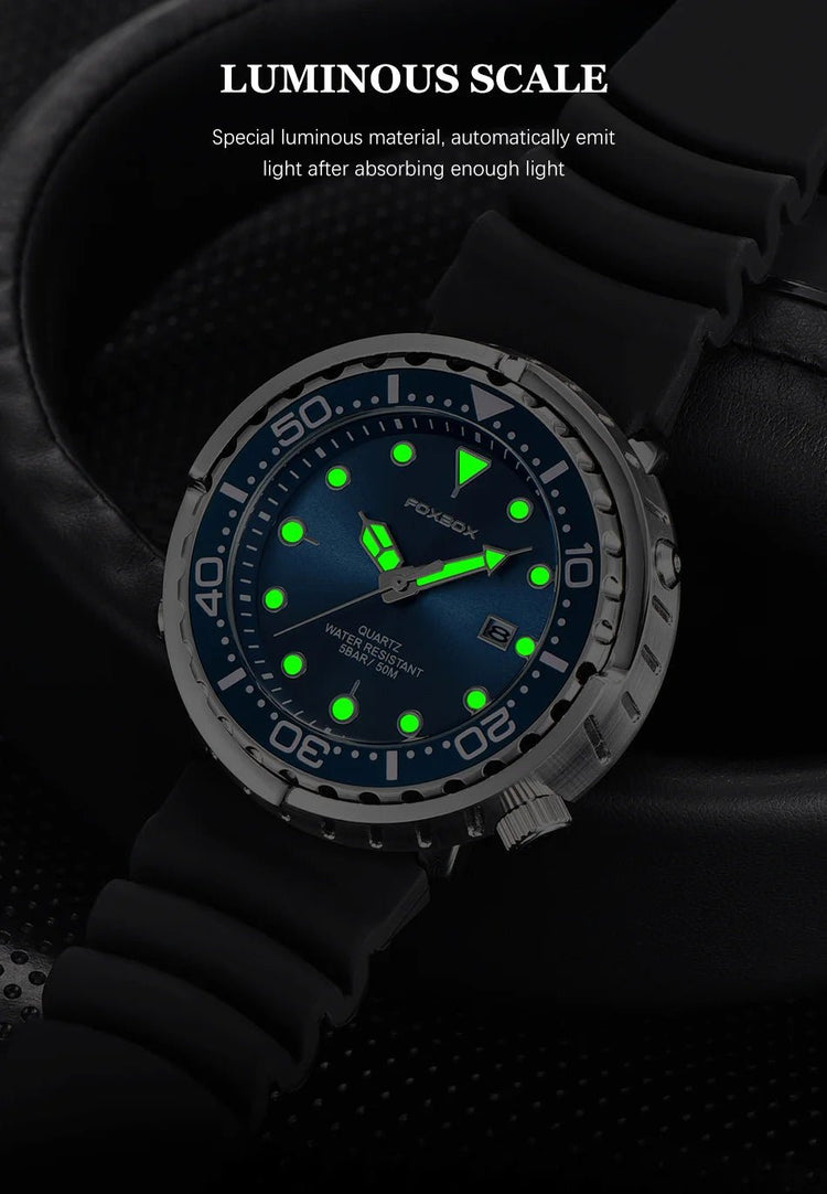 FOXBOX Top Brand Fashion Diver Watch Men 50ATM Waterproof Date Clock orologi sportivi orologio da polso al quarzo da uomo Relogio Masculino platinumshop