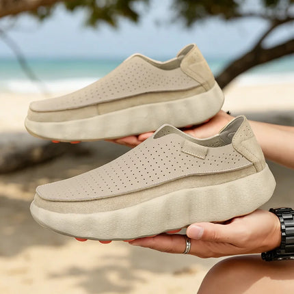 Mocassini da Uomo per Camminata all'Aperto, Scarpe Casual alla Moda, Scarpe da Passeggio in Pelle Morbida, Calzature Traspiranti per Guida, Mocassini Morbidi