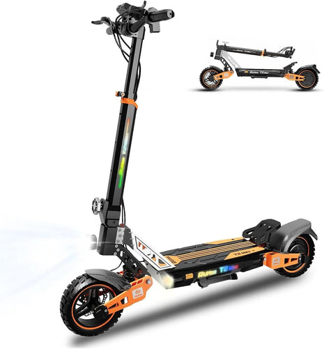 Monopattino Elettrico T2 Max 1000W, Batteria 48V 20.8Ah, Autonomia 55km, Pieghevole, Pneumatici All-Terrain da 10 Pollici, Freni a Disco