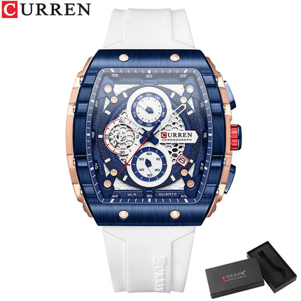 CURREN Orologio da uomo alla moda, marchio unico, design quadrato, lusso, nastro sportivo al quarzo, orologi da uomo impermeabili platinumshop