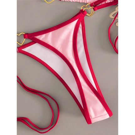 XS - L Halter Mini Micro Perizoma Bikini Donna Costumi da bagno Costume da bagno femminile Bikini a due pezzi Costume da bagno imbottito Costume da bagno V7595 PlatiNum