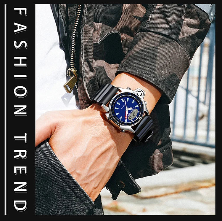 SANDA Sport orologio digitale al quarzo da uomo orologi subacquei creativi orologio da uomo con allarme impermeabile orologio con doppio Display Relogio Masculino platinumshop