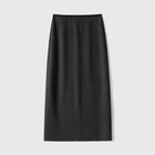 Birdtree Cashmere Silk Blended Skirt For Woman,Elastic Waist Long Skirts,Rear Slit,Commuting Style,2025 Autumn Winter D5N418JF PlatiNum