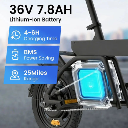 Bicicletta Elettrica REGALANGEL B20 Mini, Motore 250W, Batteria 36V 7.8AH, E-bike Urbana per Adulti, Pneumatici da 14 Pollici