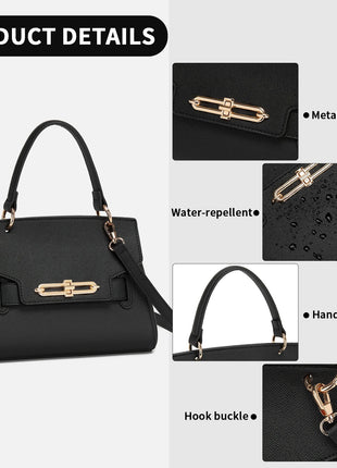 Miss Lulu WOMEN'S PU leather handbag elegant shoulder bag with anti-theft & detachable handles small PlatiNum