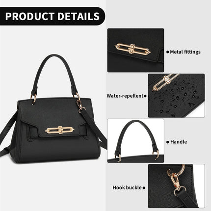 Miss Lulu WOMEN'S PU leather handbag elegant shoulder bag with anti-theft & detachable handles small PlatiNum