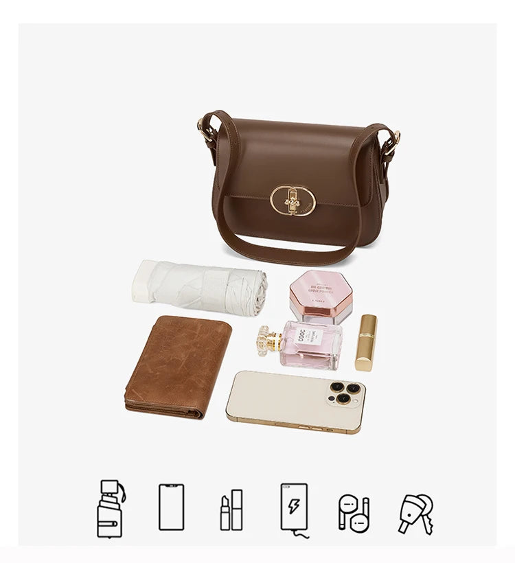 FOXER Brand Split Leather Women's Shoulder Bag 2025 New Luxury Design Female Retro Crossbody Purse Gift for Mom