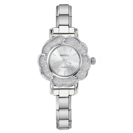 Orologi al quarzo da donna con intarsio floreale in zirconio, design chic di lusso, cinturino in acciaio inossidabile, regalo di compleanno per lei platinumshop