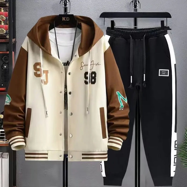 Spring Autumn Men's Sets Korean Fashion Two Piece Set Graphic Hoodies Jacket+Sweatpants 2024 Men Clothing Tracksuit Sets Men