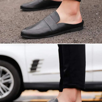Mezze mocassini da uomo in pelle estiva pantofole mocassino Slides muli traspiranti per uomo Outdoor leggero Casual mezze scarpe 2023