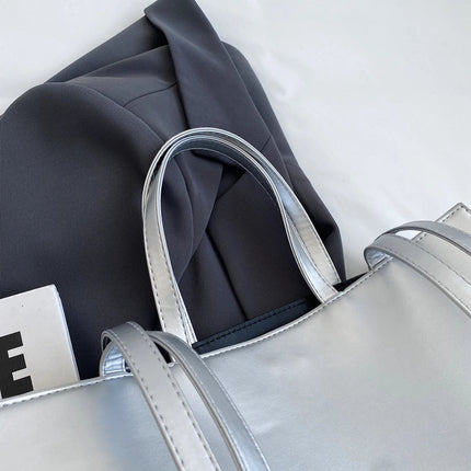 Designer Tote Bag For Women Large Capacity Handbag Portable Brand Briefcase Top Quality Pu Leather Female Shoulder Crossbody Bag PlatiNum
