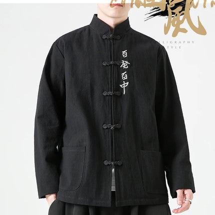 Herrenhemden Traditionelle chinesische Kleidung Baumwolle Herbst Frühling Freizeitoberbekleidung Männlich Baumwolle Leinen Übergröße Kungfu Jacken Herren