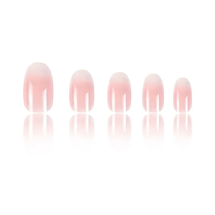 24Pcs Short Oval Gradient Pink Press On Nails Glossy Finish Full Cover False Nails for Women&Girl Removable Wearable Nail Art