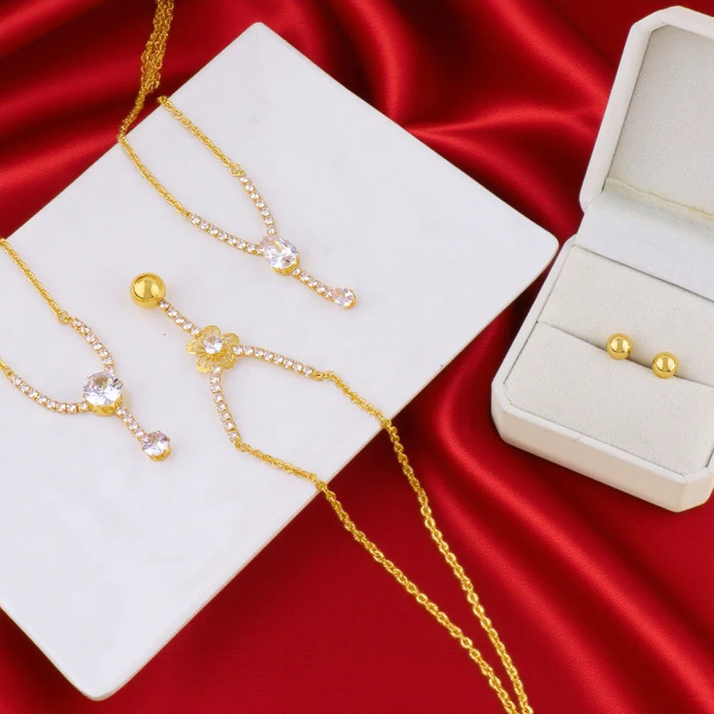 Collana con ciondolo zircone alla moda per donna Collana girocollo a catena Festa femminile Gioielli lucidi Regalo per matrimonio San Valentino