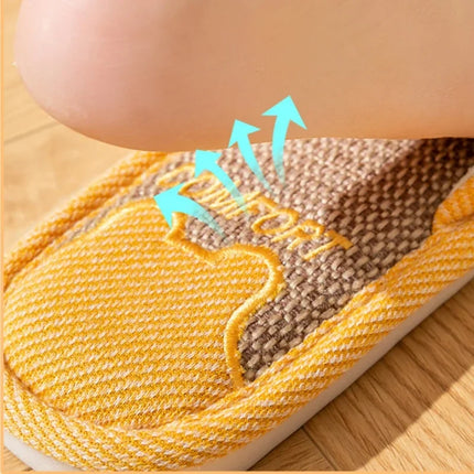 Pantofole in lino per la casa per coppie quattro stagioni Pantofole antiscivolo da pavimento per donna Uomo Camera da letto interna Infradito a punta aperta in lino quattro stagioni
