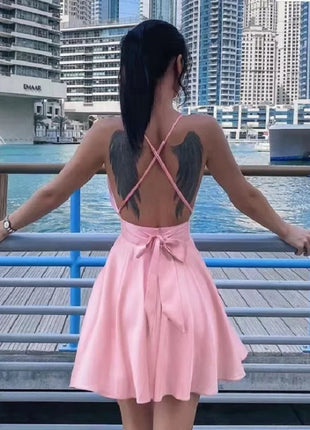 2023 Sexy robe de soirée moulante sans manches à dos nu pour femme élégante, col en V, mini-robe courte et moulante