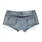 Women Short Hot Pants Jeans Slim Fit Low Waist Irregular Pockets Sexy Tassels Denim Shorts Button Fly Party Summer 2025 PlatiNum