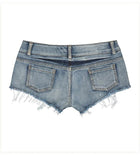 Women Short Hot Pants Jeans Slim Fit Low Waist Irregular Pockets Sexy Tassels Denim Shorts Button Fly Party Summer 2025 PlatiNum