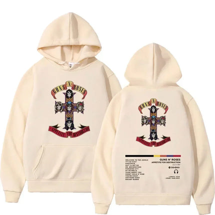 Men's and Women's Guns N Roses Printed Hooded Sweatshirts Guns N Roses Unisex Clothing Printed Rock Hip-hop Gothic Fashion