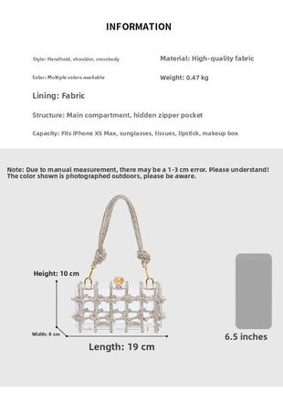 Classic 2025 Acrylic Box Bag with Woven Diamond Rope Handheld Evening Women's Bag Transparent Dinner Handbag European Style PlatiNum